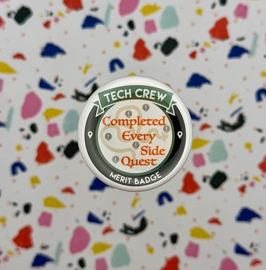 Side Quests Tech Crew Merit Badge Pin Back Buttons