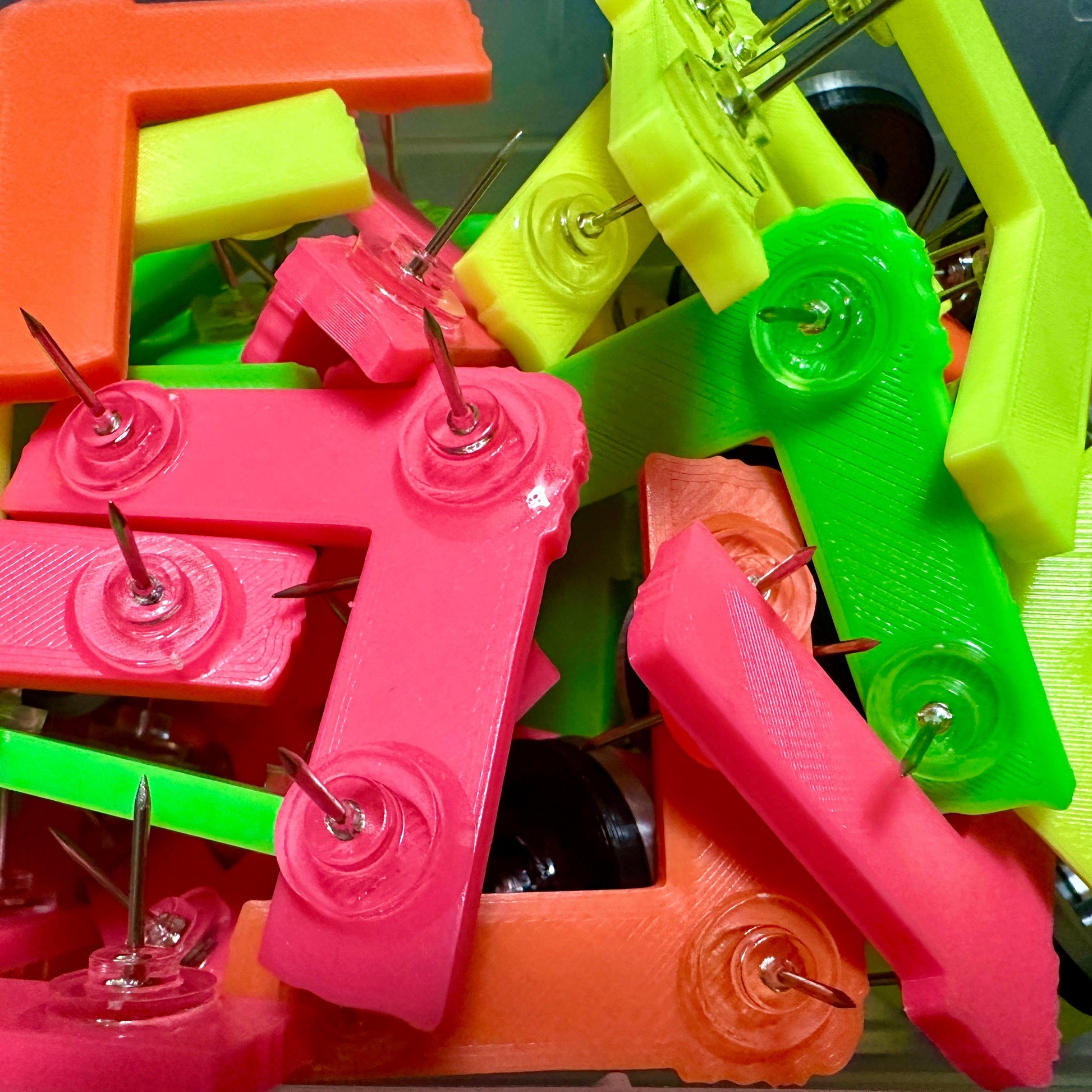 Spike Tape Push Pins, Set of 3 Refrigerator Magnets Green