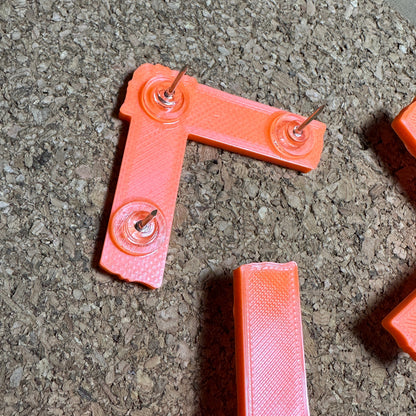 Spike Tape Push Pins, Set of 3 Refrigerator Magnets Orange