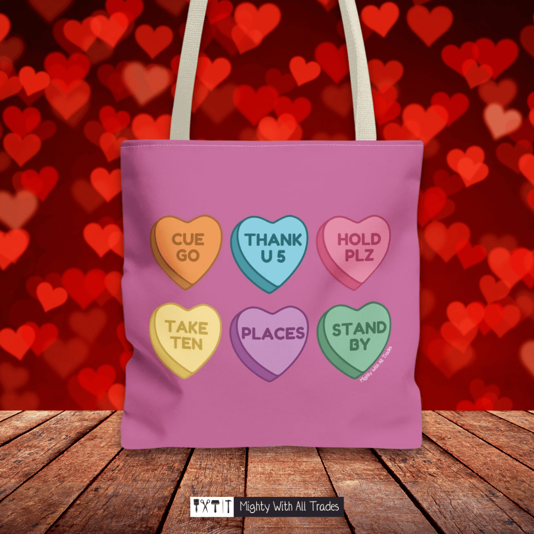 Stage Manager Conversation Hearts Tote Bag Bags 16" × 16''