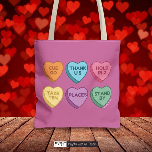 Stage Manager Conversation Hearts Tote Bag Bags 16" × 16''