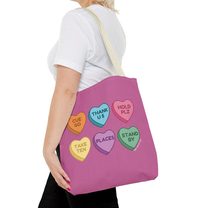 Stage Manager Conversation Hearts Tote Bag Bags 16" × 16''