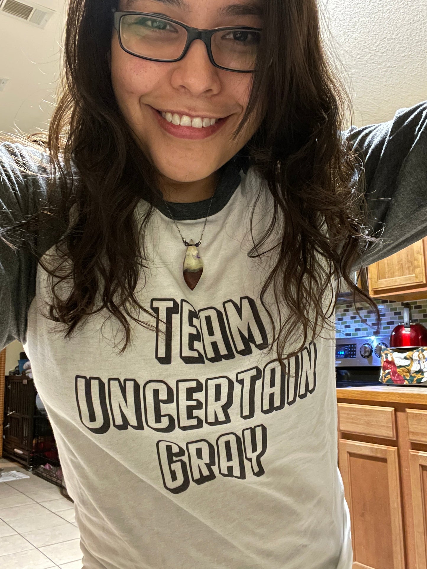 Team Uncertain Gray - 3/4 Sleeve Raglan Shirt Long Sleeve Shirt Grey/Heather Charcoa