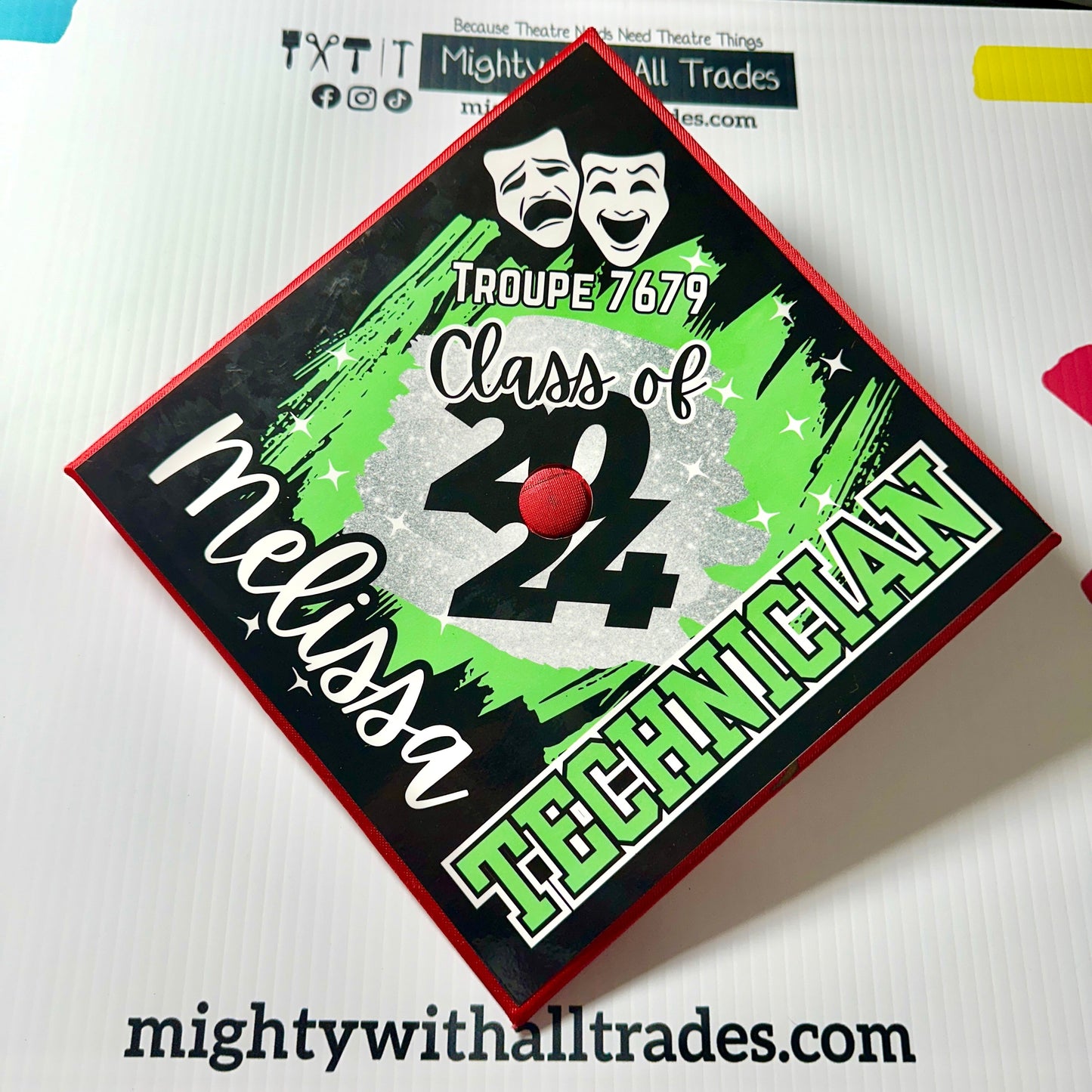 Theatre Graduation Cap Topper - CLICK TO PERSONALIZE Party Hat Technician