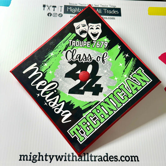 Theatre Graduation Cap Topper - CLICK TO PERSONALIZE Party Hat Technician