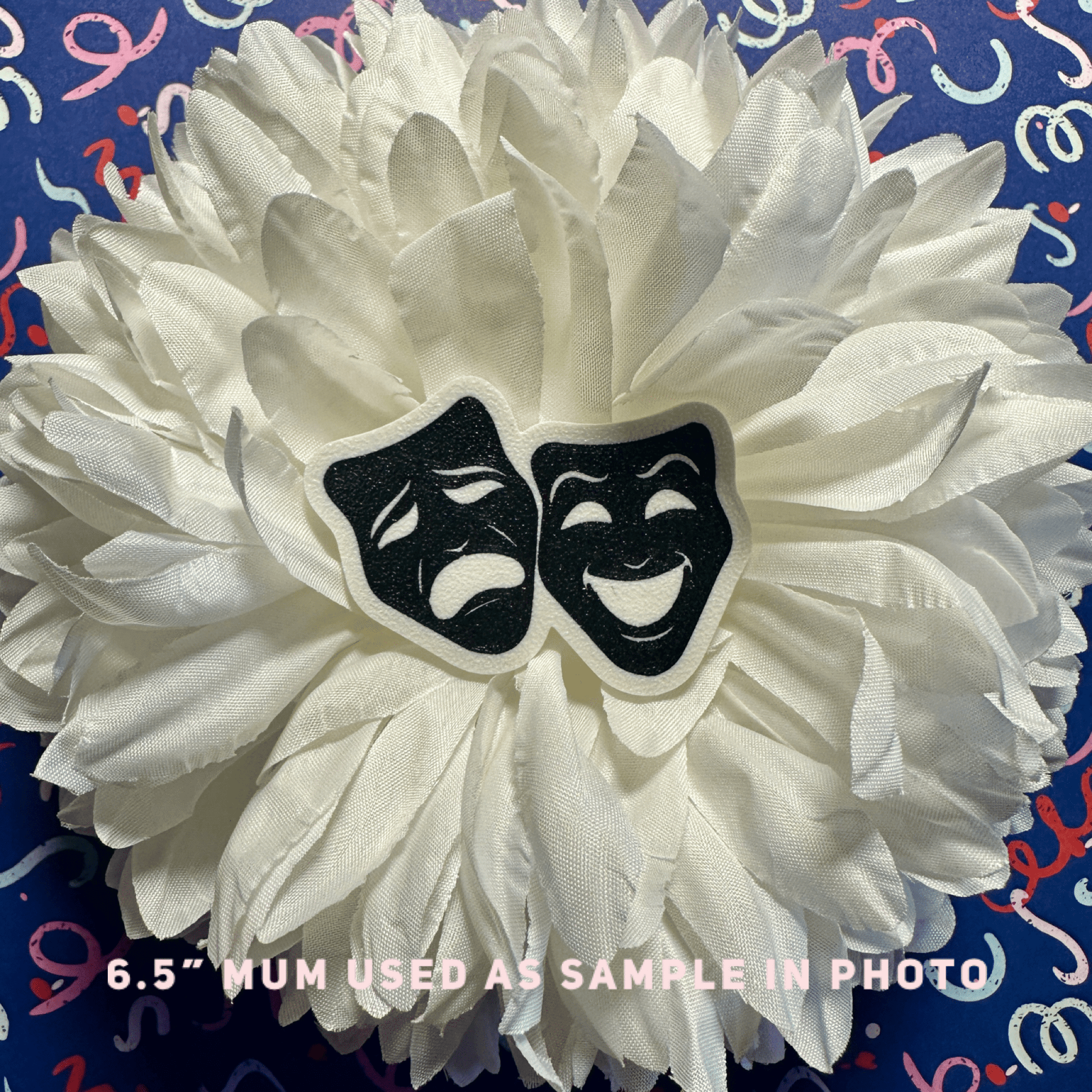 Theatre Homecoming Trinkets, BLACK Colored Trinkets White Masks on Black