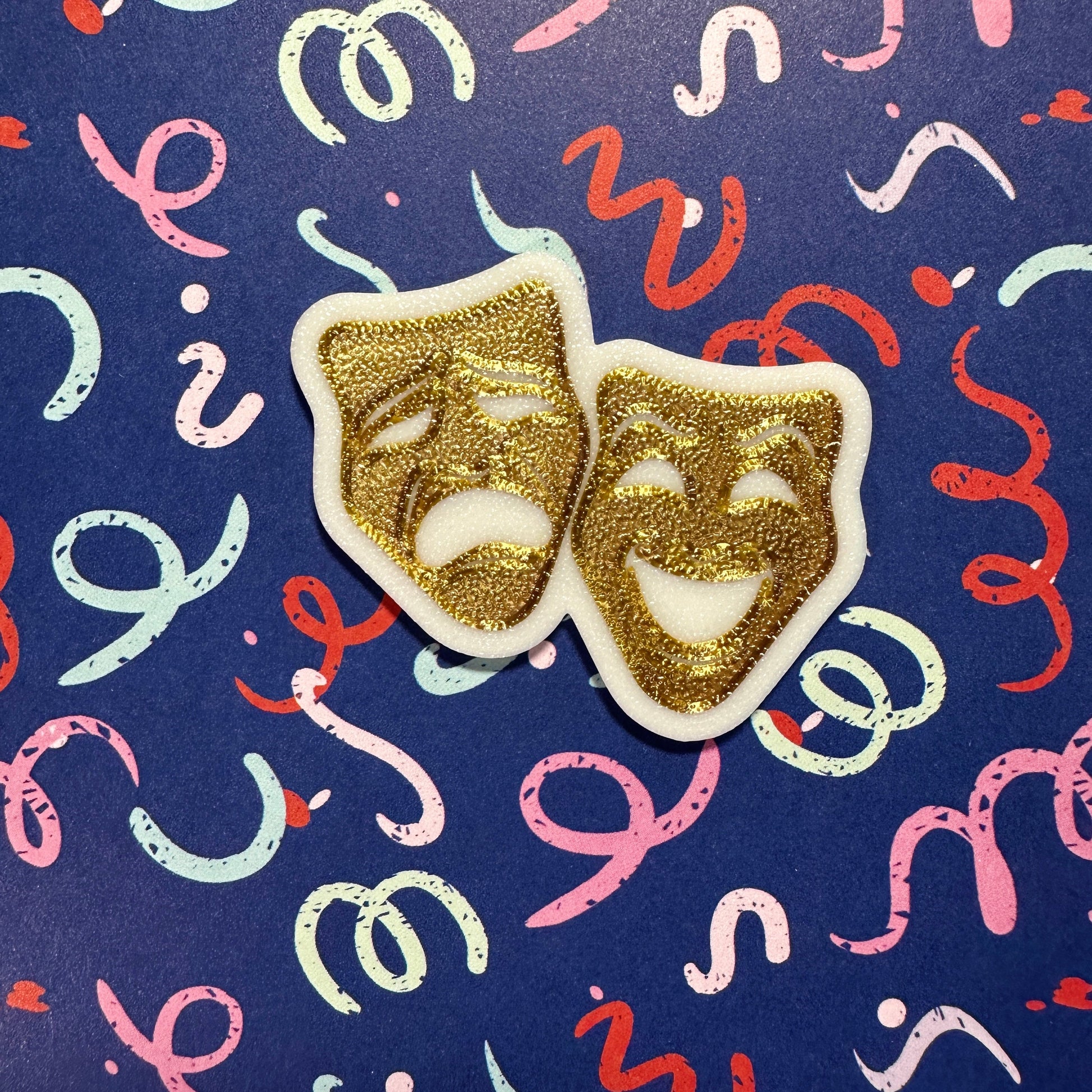 Theatre Homecoming Trinkets, GOLD Gold Trinkets Gold Masks on White