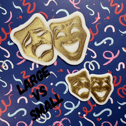 Theatre Homecoming Trinkets, GOLD Gold Trinkets White Masks on Gold