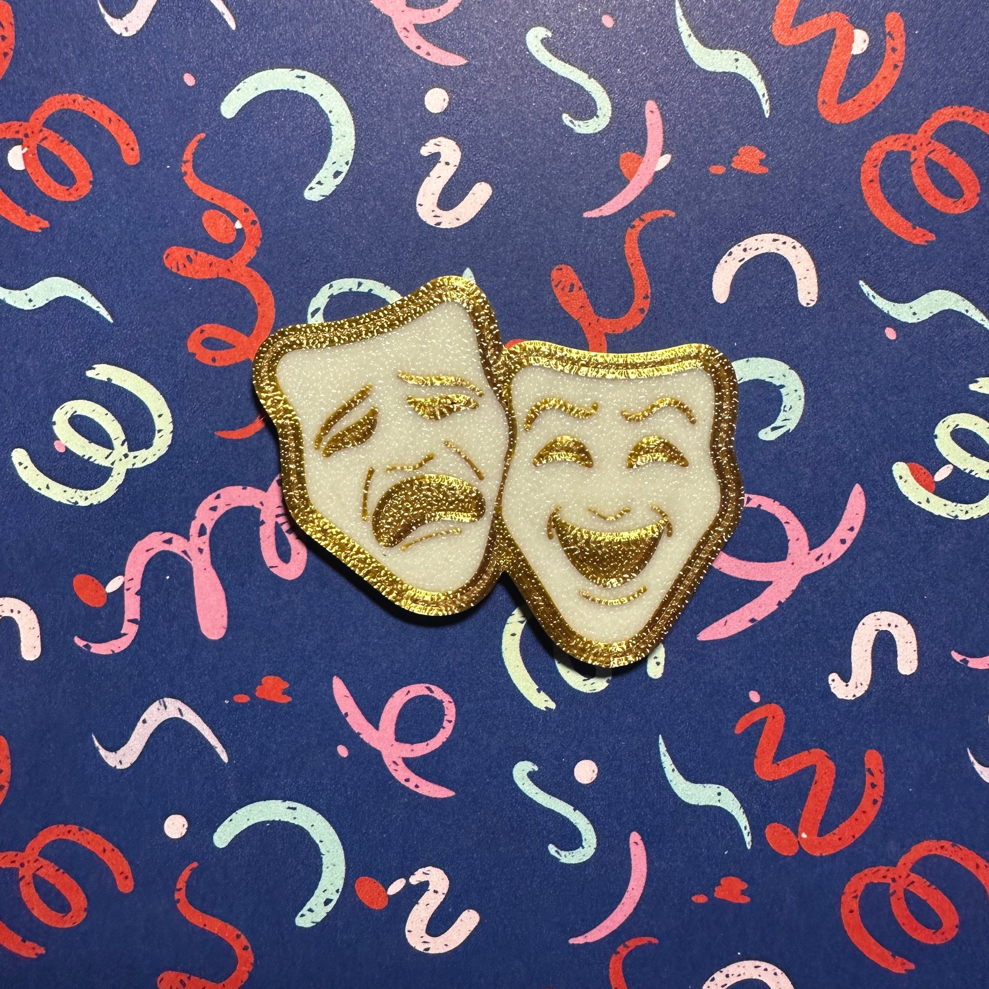 Theatre Homecoming Trinkets, GOLD Gold Trinkets White Masks on Gold