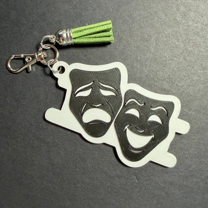 Theatre Mask Hair Tie Holder Keychains
