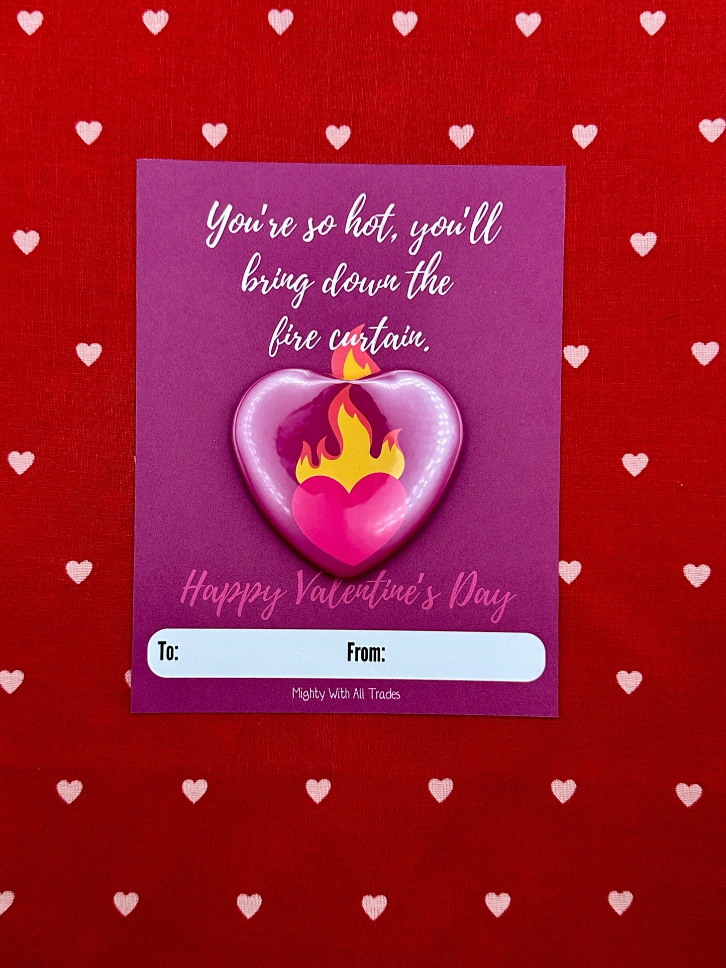 Theatre Valentine Cards with Heart Button, A2 Single Cards Greeting & Note Cards Fire Curtain