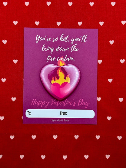 Theatre Valentine Cards with Heart Button, A2 Single Cards Greeting & Note Cards Fire Curtain
