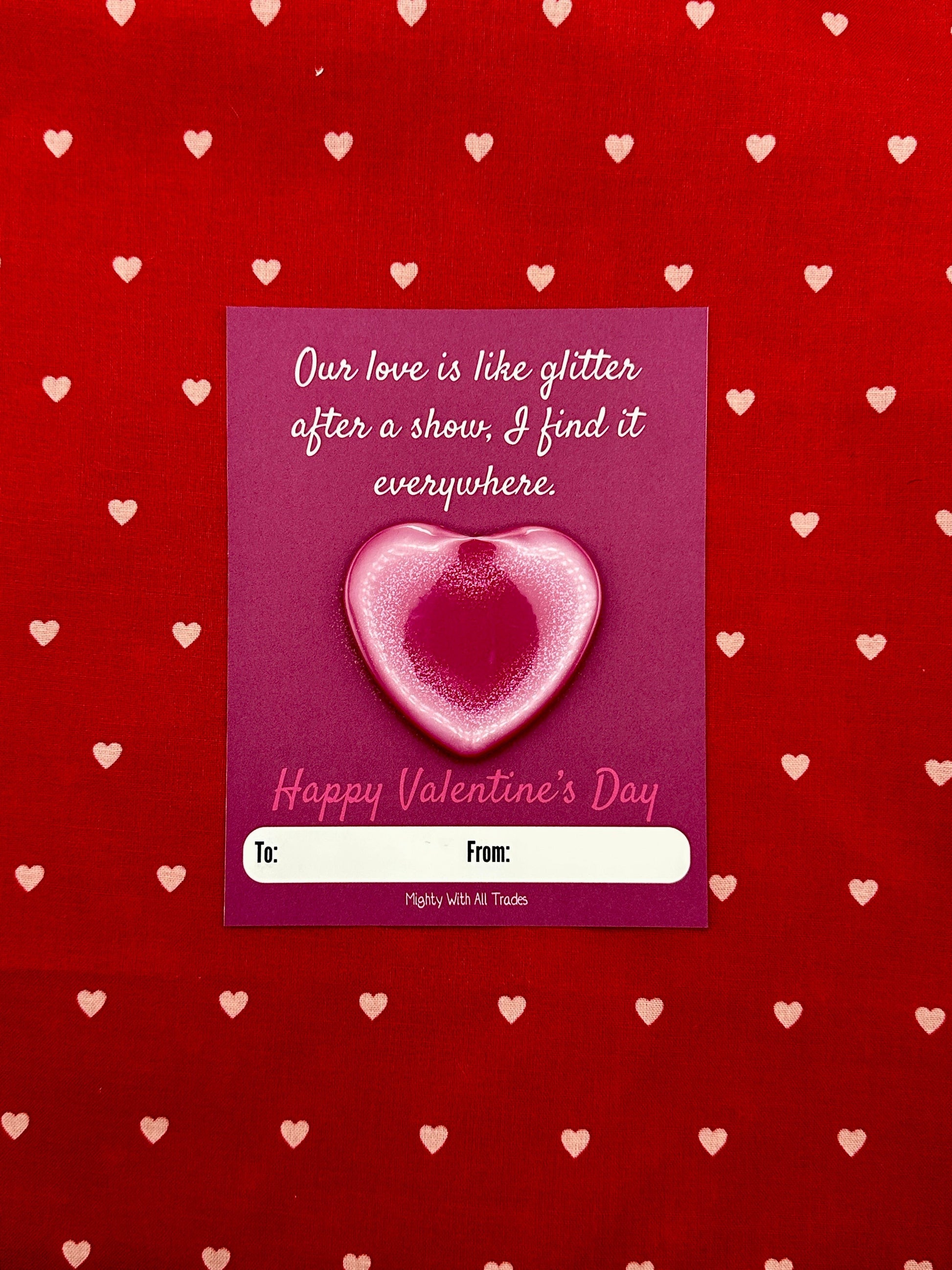 Theatre Valentine Cards with Heart Button, A2 Single Cards Greeting & Note Cards Glitter