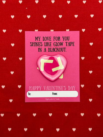 Theatre Valentine Cards with Heart Button, A2 Single Cards Greeting & Note Cards Glow Tape