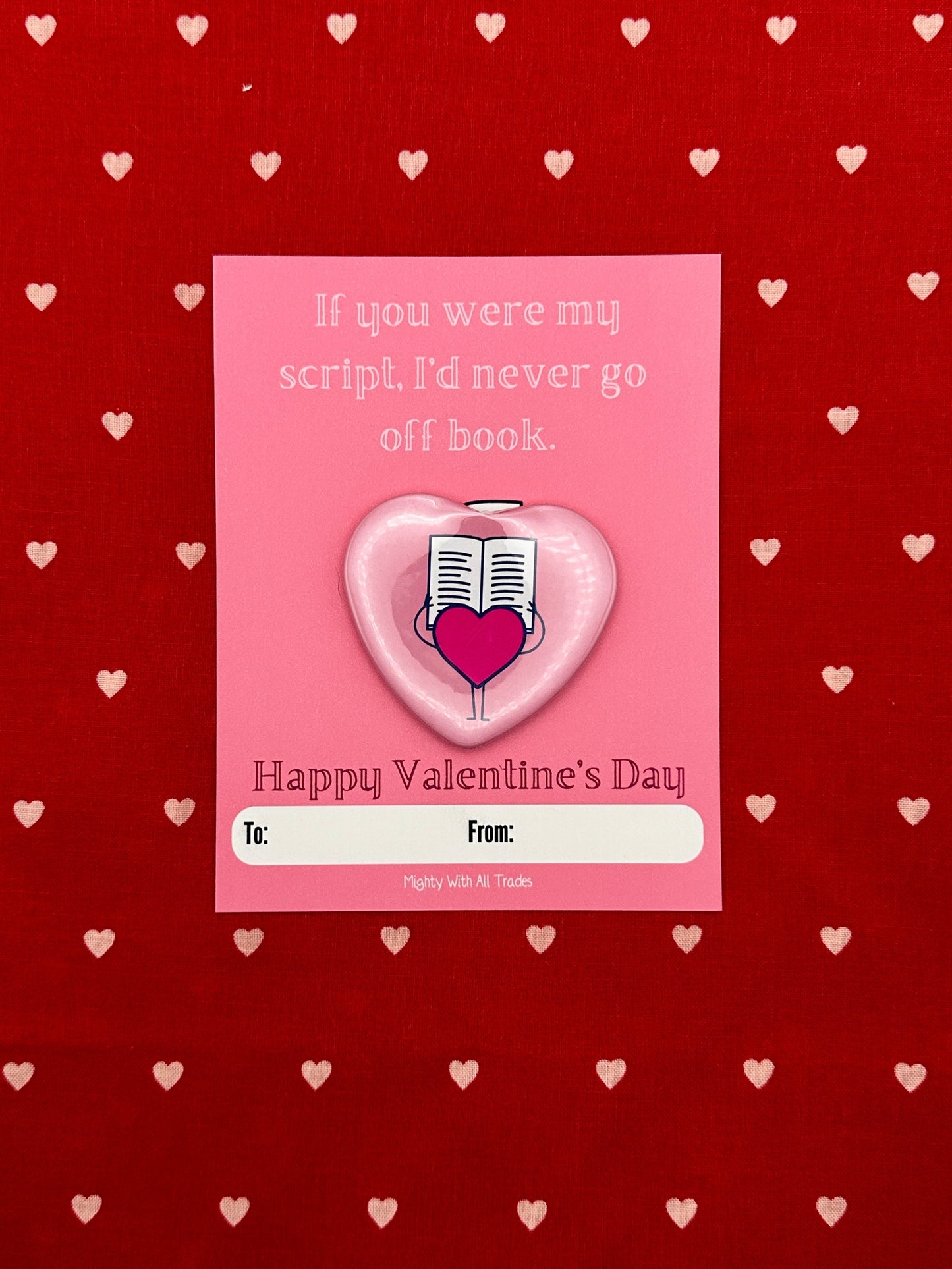Theatre Valentine Cards with Heart Button, A2 Single Cards Greeting & Note Cards Off Book