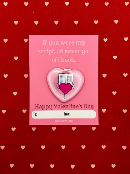 Theatre Valentine Cards with Heart Button, A2 Single Cards Greeting & Note Cards Off Book
