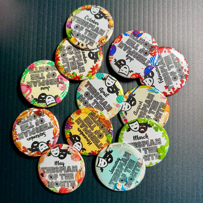 Thespian of the Month Button Set of nine, 2 - 1/4", Medium Button Packs