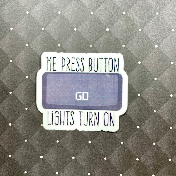 Go Button Sticker-theatre stickers decals-mightywithalltrades