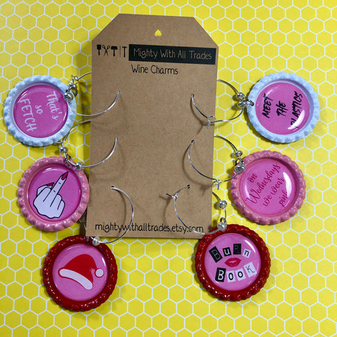 Mean Girls Wine Charms, Set of 6-broadway wine charms-mightywithalltrades