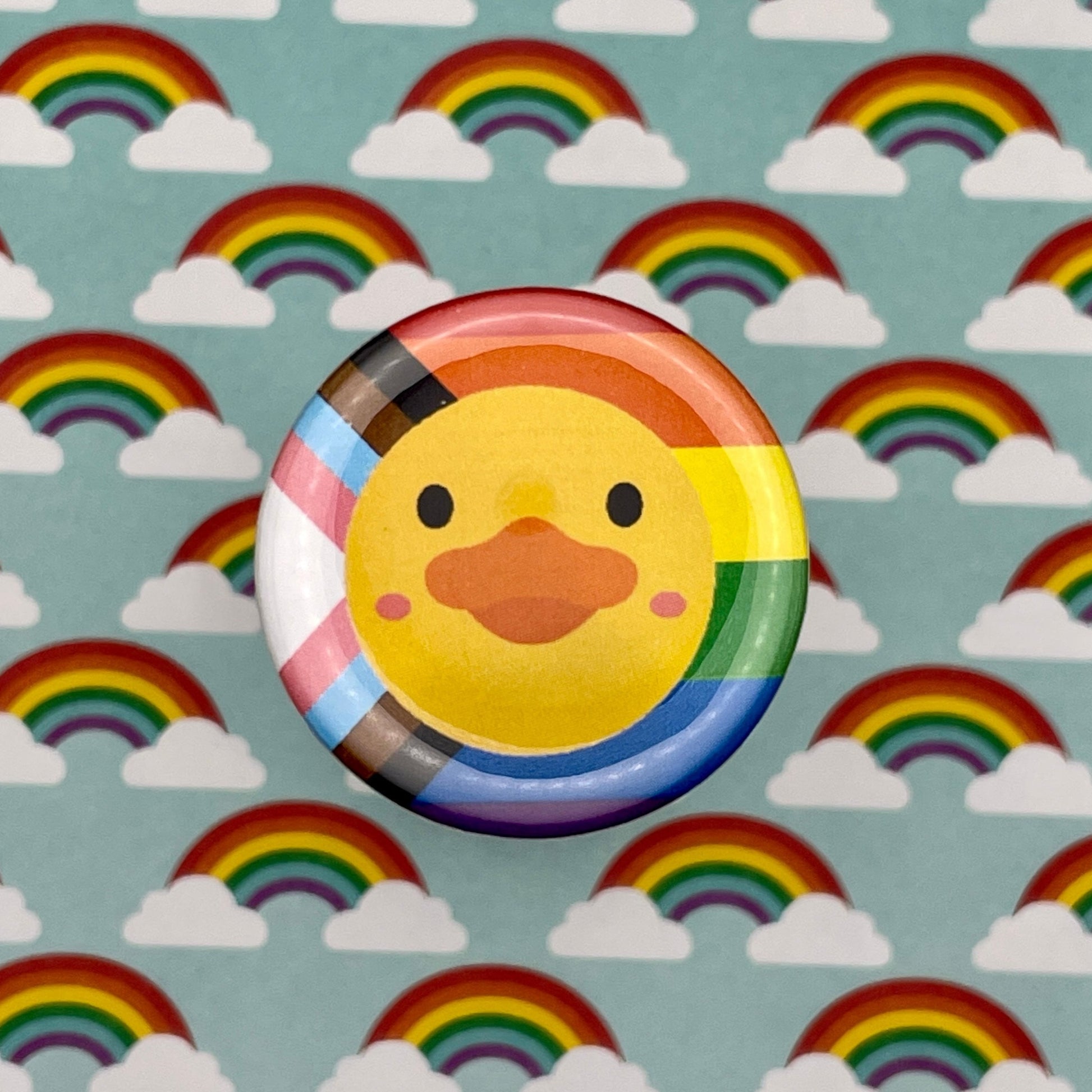 Thespian Duck Inclusive Pride, 1-1/2" Button-mightywithalltrades