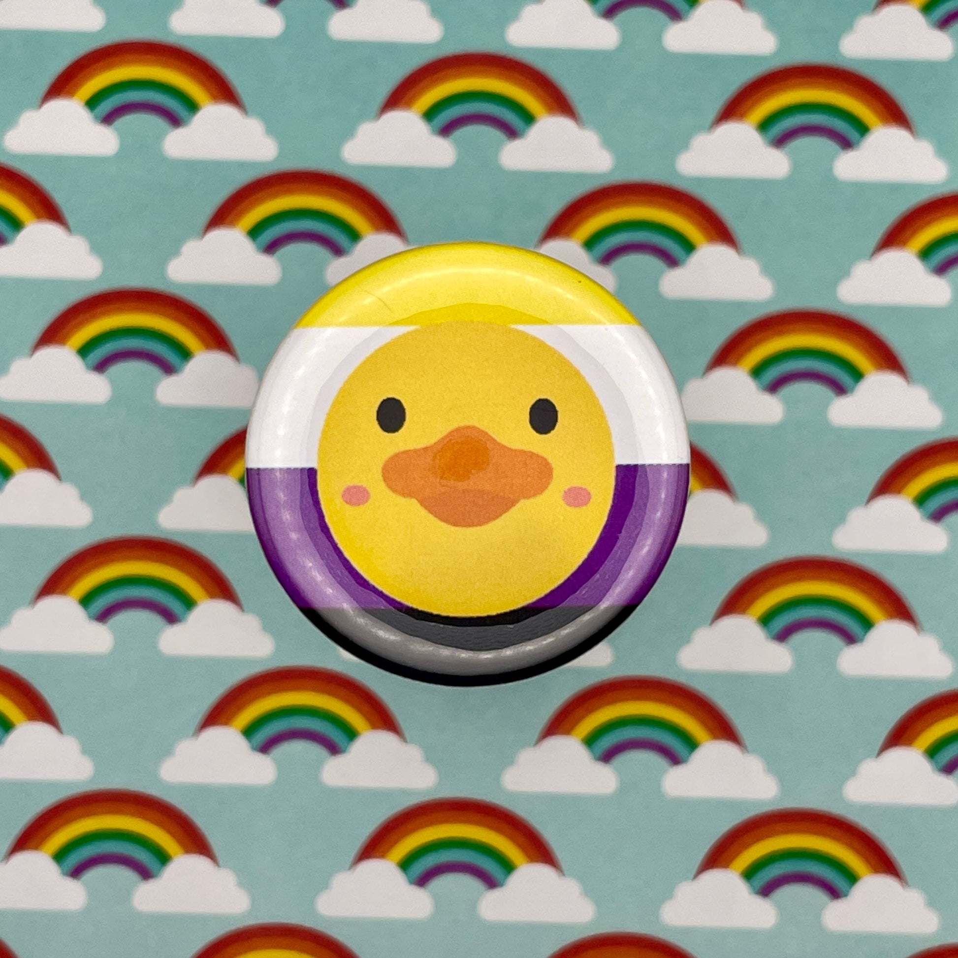 Thespian Duck Non-Binary Pride, 1-1/2" Button-mightywithalltrades