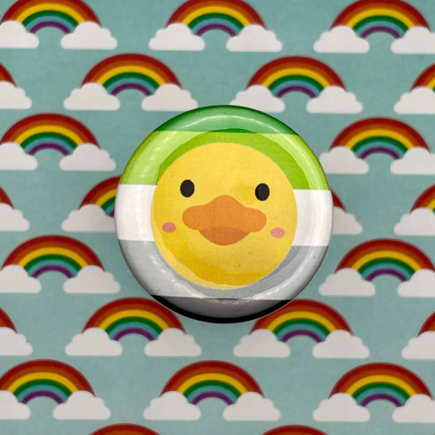 Thespian Duck Aromantic Pride, 1-1/2" Button-mightywithalltrades