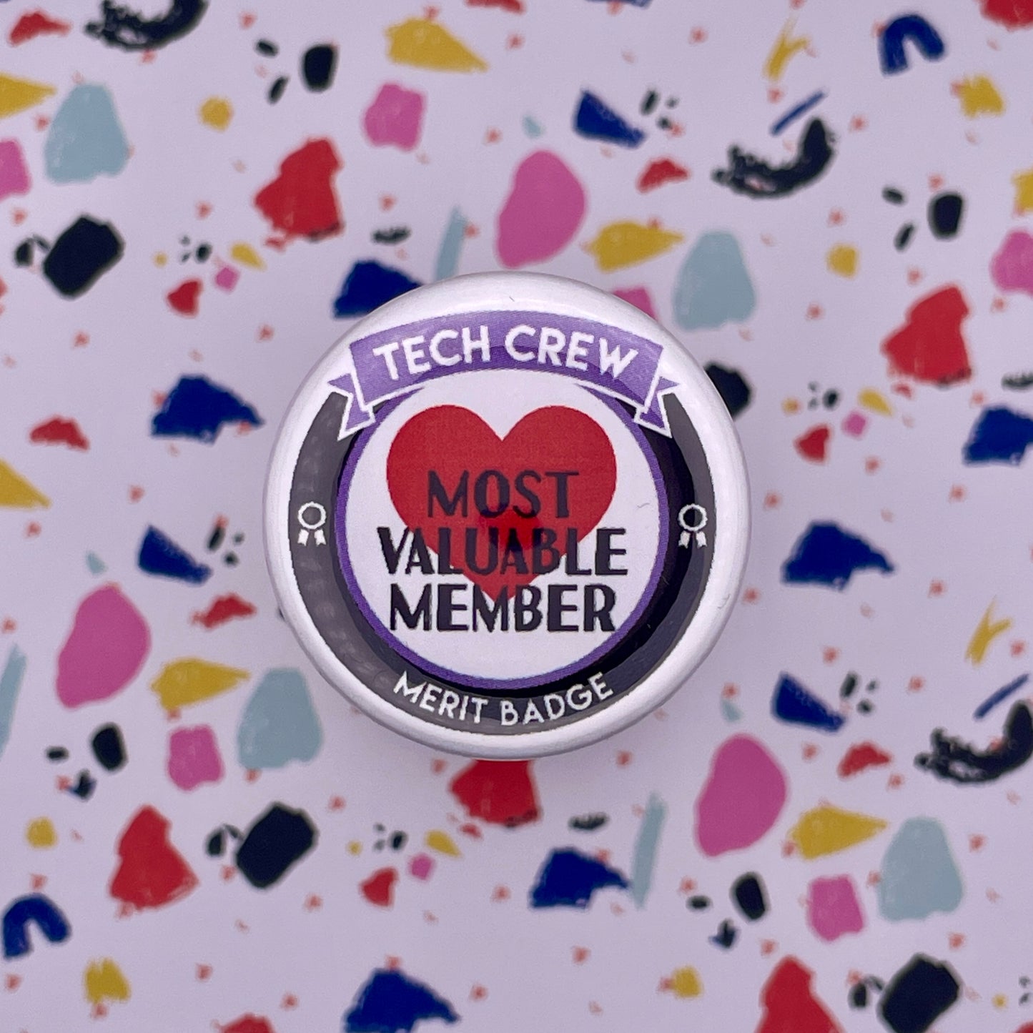 Most Valuable Member Tech Crew Merit Badge, 1-1/2" Button-mightywithalltrades