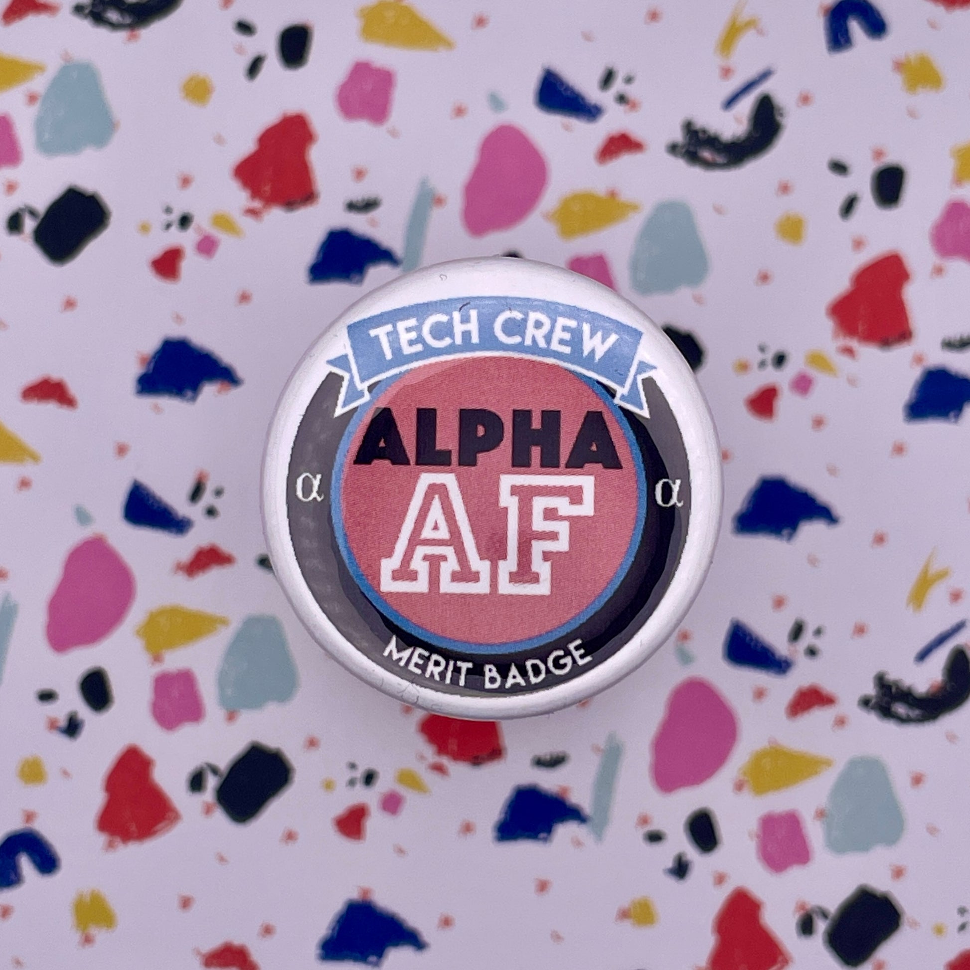 Alpha Tech Crew Merit Badge, 1-1/2" Button-mightywithalltrades