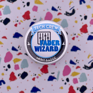 Fader Wizard Tech Crew Merit Badge, 1-1/2" Button