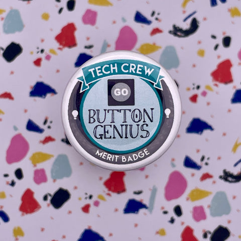 Go Button Genius Tech Crew Merit Badge, 1-1/2" Button