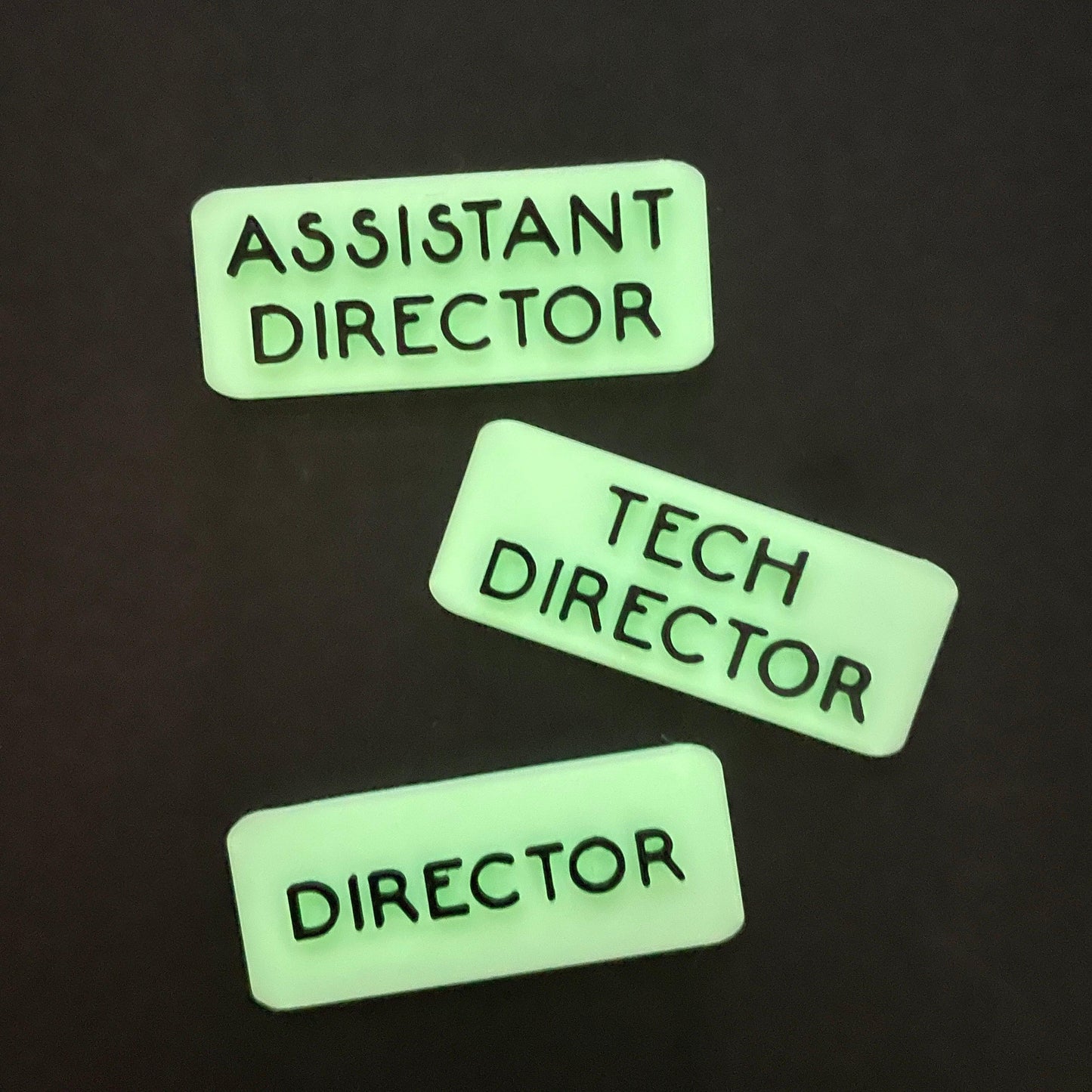 Magnetic Director Glow-in-the-Dark Badge, Square-mightywithalltrades