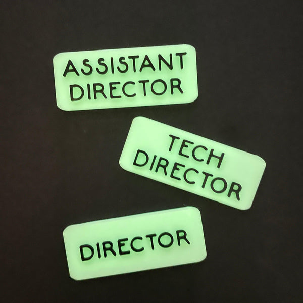 Magnetic Assistant Director Glow-in-the-Dark Badge, Square