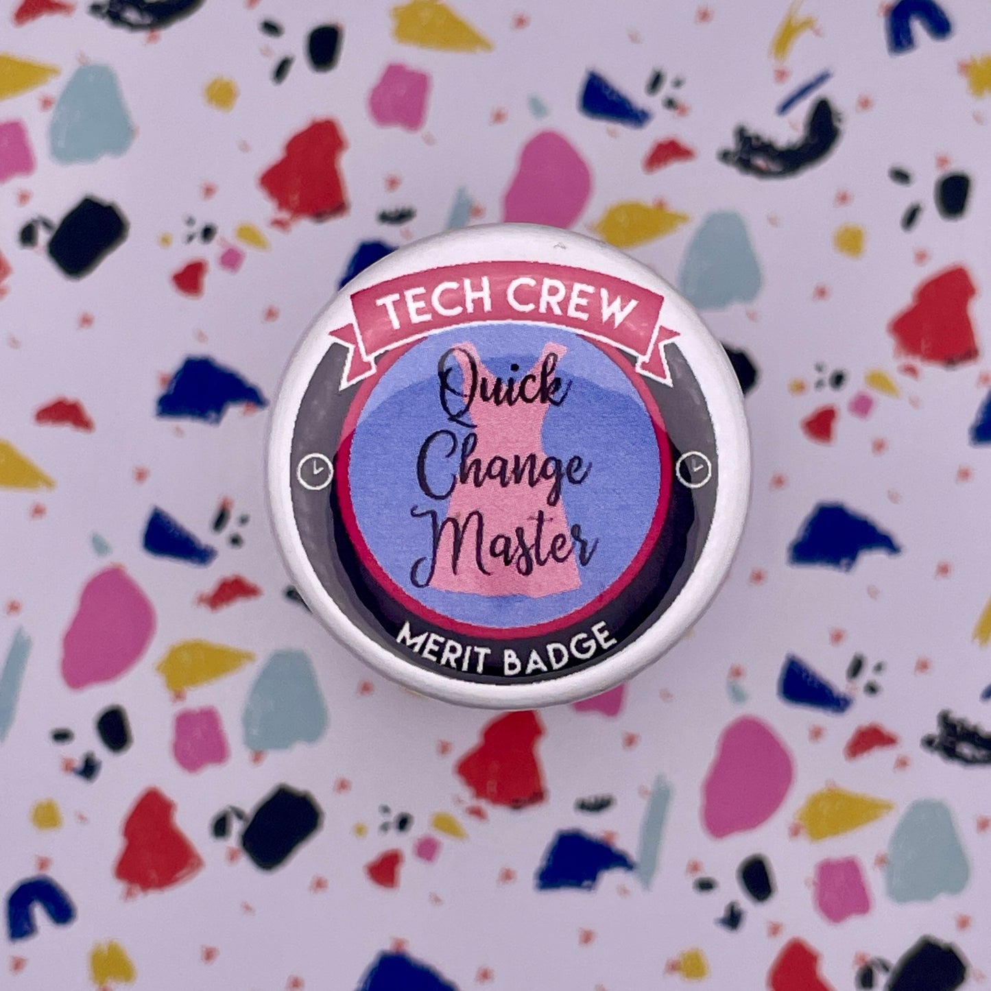 pink dress on purple background on white button color background