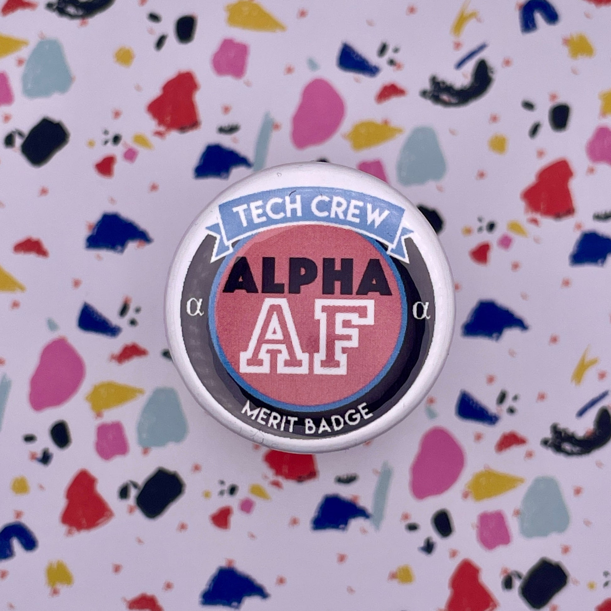 Alpha Tech Crew Merit Badge Pin Back Buttons