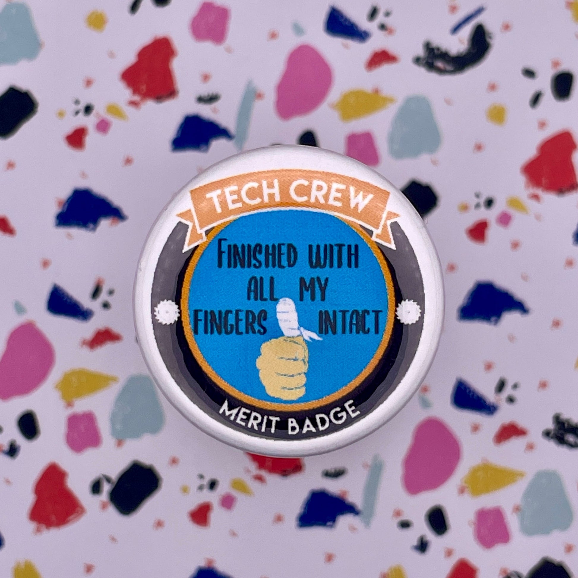Finished Intact Tech Crew Merit Badge Pin Back Buttons
