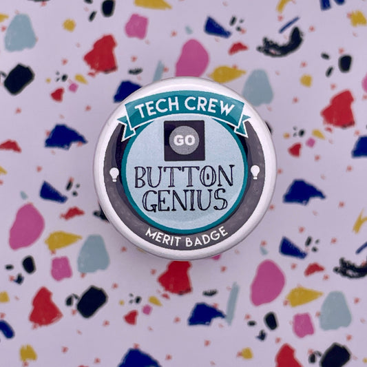 Go Button Genius Tech Crew Merit Badge Pin Back Buttons
