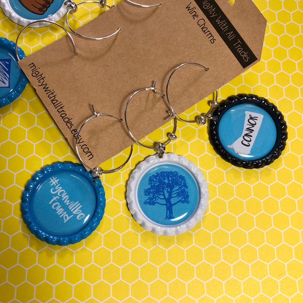Dear Evan Hansen Wine Charms, Set of 6-broadway wine charms-mightywithalltrades