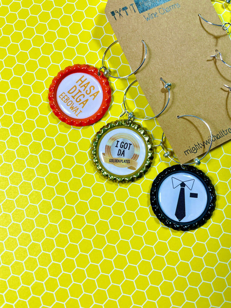 Book of Mormon Wine Charms - Set of 6-broadway wine charms-mightywithalltrades
