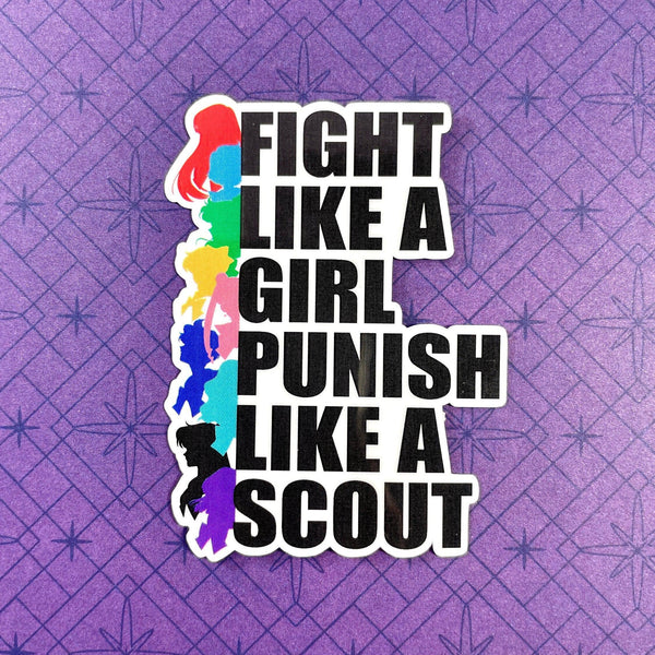 Punish Like A Scout Sticker (Tall Version)-theatre stickers decals-mightywithalltrades