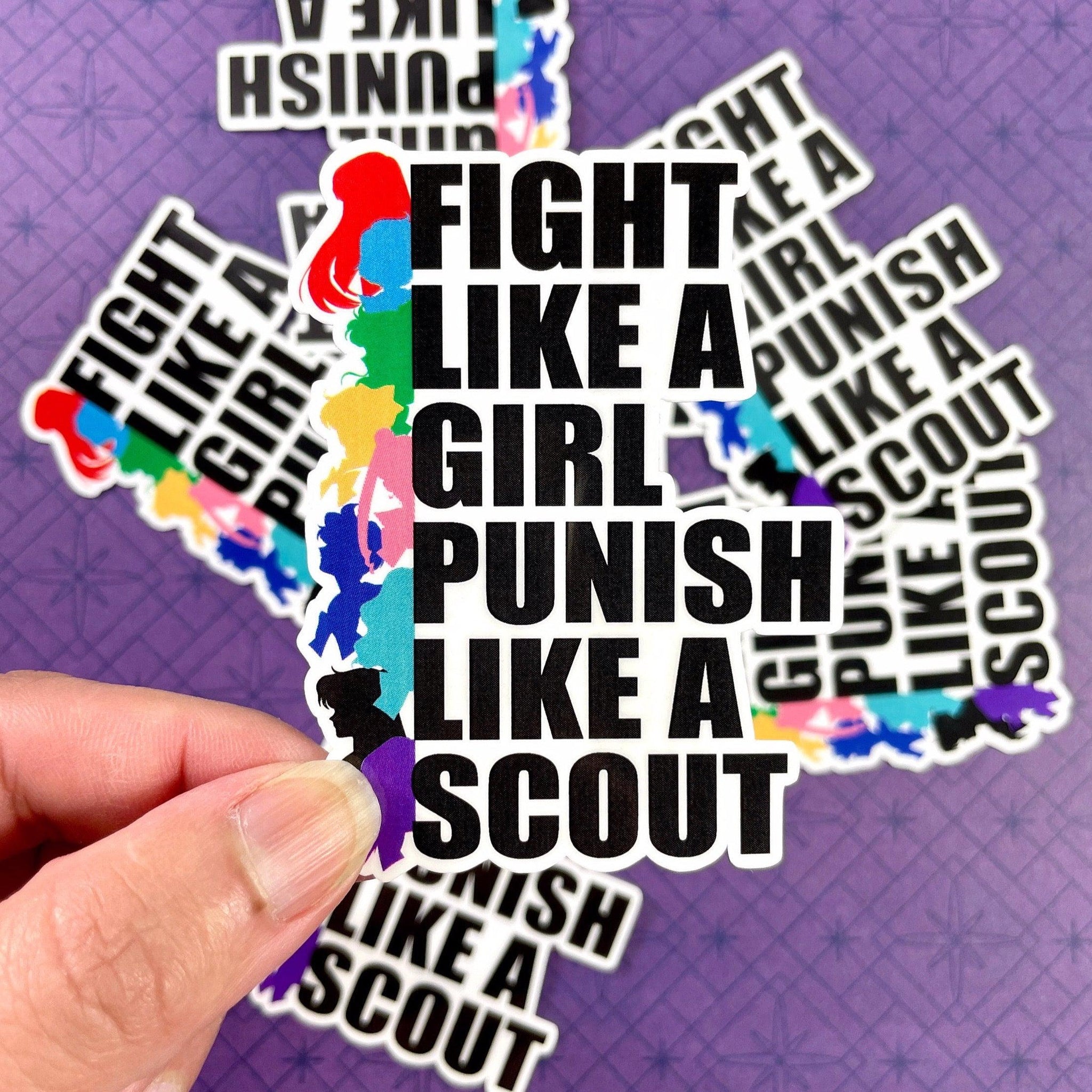 Punish Like A Scout Sticker (Tall Version)-theatre stickers decals-mightywithalltrades