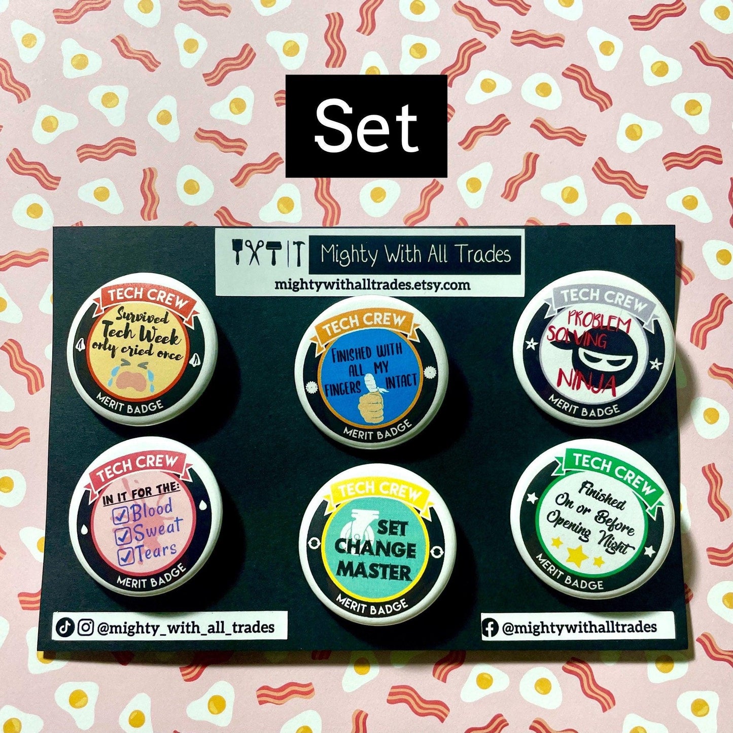 BUTTON PACKS Tech Crew Merit Badges, Set of 6, 1-1/2" Buttons-mightywithalltrades