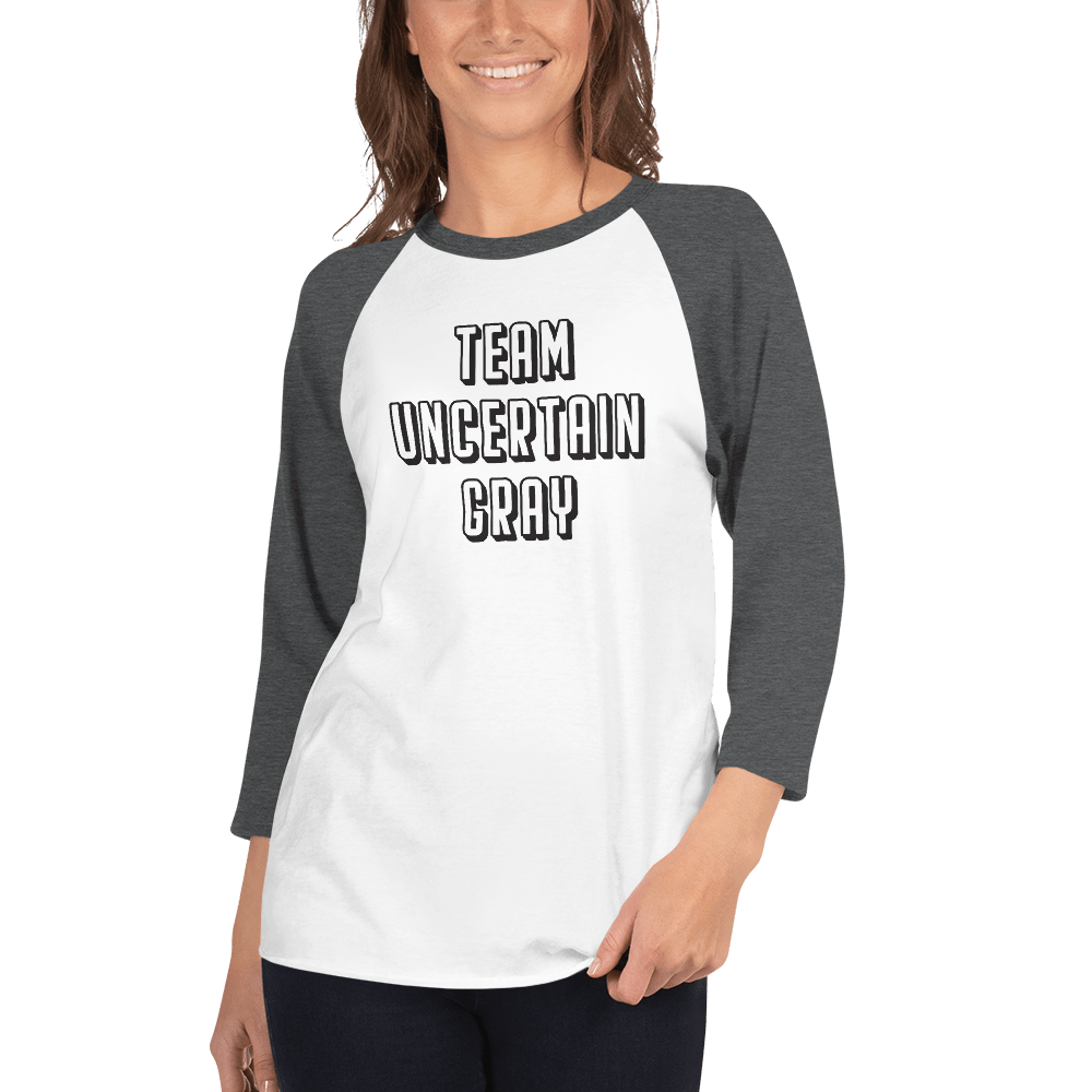 Team Uncertain Gray - 3/4 Sleeve Raglan Shirt Long Sleeve Shirt Grey/Heather Charcoa