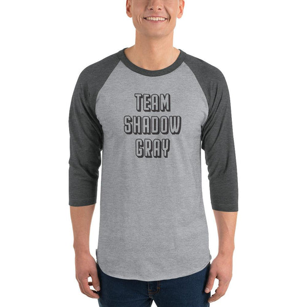 Team Shadow Gray, 3/4 Sleeve Raglan Unisex Tee, One Act Play, UIL, Theatre Director, Texas Theatre-UIL unit set-mightywithalltrades