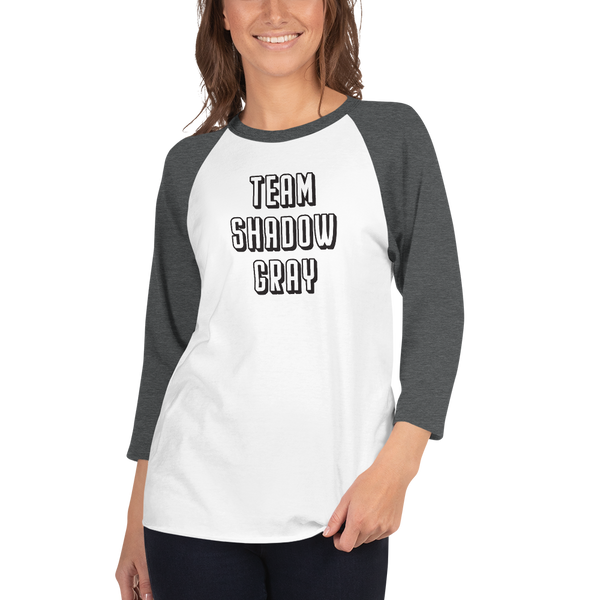 Team Shadow Gray, 3/4 Sleeve Raglan Unisex Tee, One Act Play, UIL, Theatre Director, Texas Theatre-UIL unit set-mightywithalltrades
